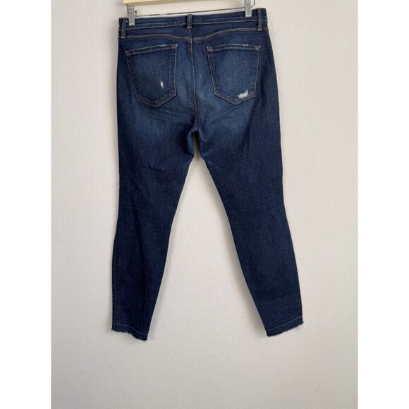 J‎ Brand Cropped Jeans Women's 31 Blue Demen Trou Mid Rise Dark Wash Distressed - Picture 5 of 10